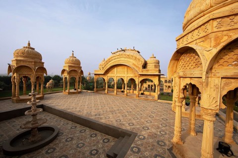 Pavilions at Rajwada Fort in Jaisalmer, Rajasthan, India