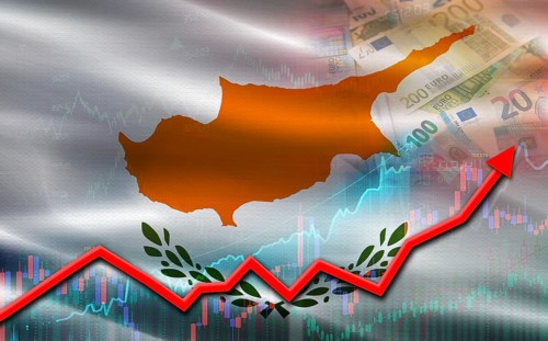 Chipre economic growth on financial graph. Chipre financial growth on market graph