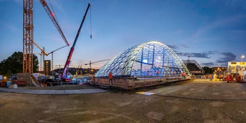 First entrance portal at the new Stuttgart main station completed. One of four so-called lattice