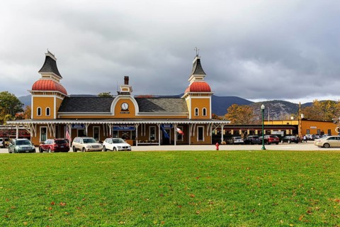 North Conway railway station, unique Russian Victorian building style, terminus for the Conway