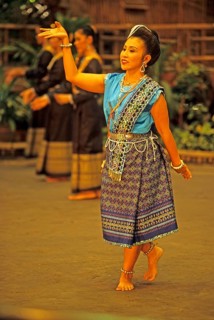 Performance of traditional dances in the Rose Garden near Bangkok, Thailand, December 2002,