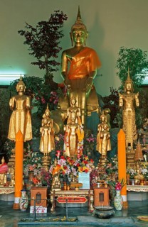 Seated Buddha at Wat Pho, Bangkok, Thailand, December 2002, vintage, retro, old, historic