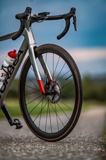 Detailed view of a bicycle shop in natural surroundings under cloudy sky, Triathlon, Calw, Germany