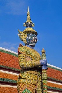 Yaksa demon guard, Grand Palace at Wat Phra Kaeo, Bangkok, Thailand, December 2002, vintage, retro,