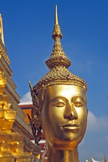 Mythical creature Kinnari at Wat Phra Kaeo in Bangkok, Thailand, December 2002, vintage, retro,