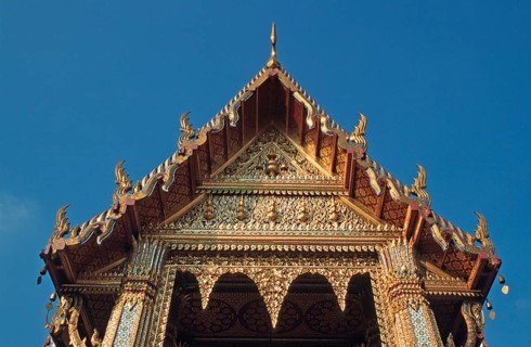 Magnificent building in Wat Phra Kaeo, Bangkok, Thailand, December 2002, vintage, retro, old,