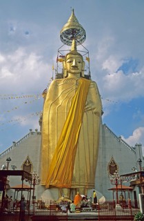 Standing Buddha at Wat Indrawihan, Bangkok, Thailand, December 2002, vintage, retro, old, historic