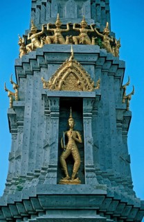 Detail, statues, Wat Pho, Bangkok, Thailand, December 2002, vintage, retro, old, historic