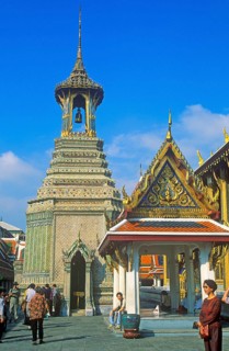 Grand Palace at Wat Phra Kaeo, Bangkok, Thailand, December 2002, vintage, retro, old, historic