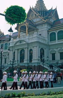 Changing of the Guard, Chakri Maha Prasat Hall, Grand Palace, Bangkok, Thailand, December 2002,