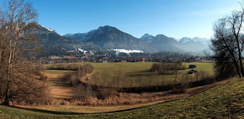 View of Oberstdorf, Rubihorn and Schattenberg and mountains of the Allgäu Alps, panorama,