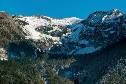 View of the Nebelhorn ski area, back right Schattenberg, back left station Höfatsblick der