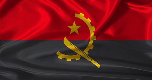 National flag of Angola with cloth texture. Angola flag with realistic texture background