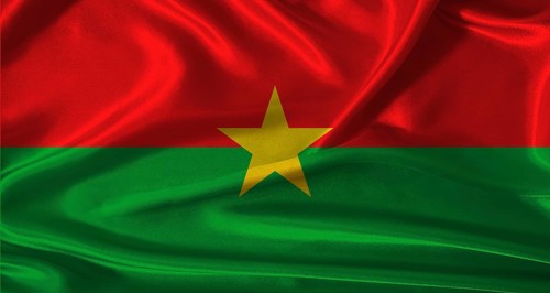 National flag of Burkina Faso with cloth texture. Burkina Faso flag with realistic texture