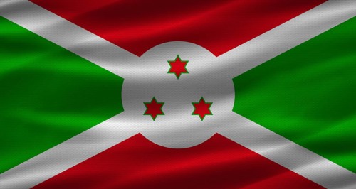 Burundian flag with fabric texture. Realistic flag of Burundi waving