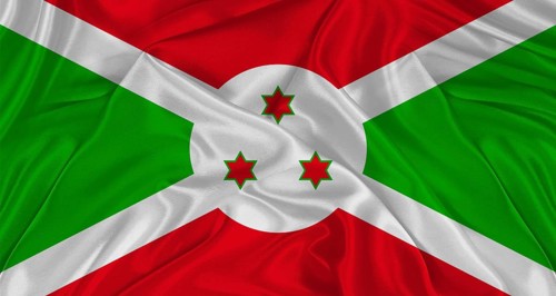 Burundian flag with fabric texture. Realistic flag of Burundi waving, National flag