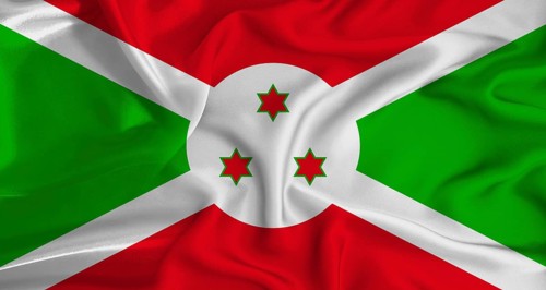 Realistic Burundi flag waving. Close up of flag of Burundi with cloth texture