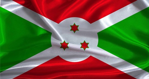 Burundi flag with cloth textured background. National flag of Burundi with realistic texture