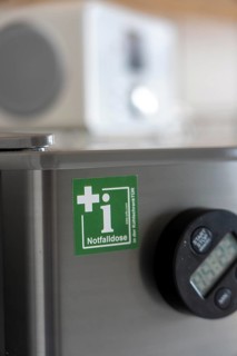 Emergency box in a refrigerator, it contains a comprehensive information sheet which gives