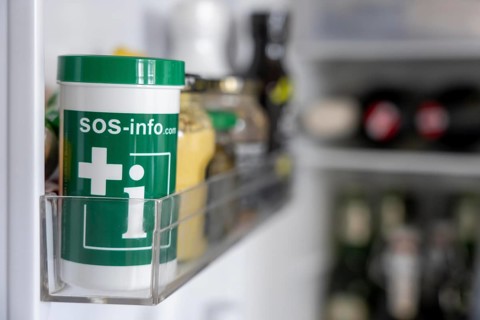 Emergency box in a refrigerator, it contains a comprehensive information sheet which gives