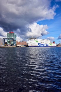 Kiel Fjord, Stena Germanica ferry, Stena Line GmbH, ferry, port house, high-rise building, modern