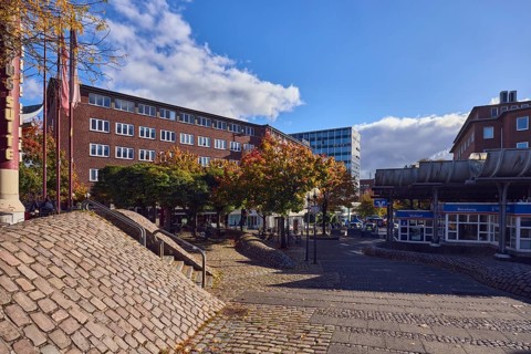 Pedestrian zone, general architecture, brick building, brick architecture, commercial building,