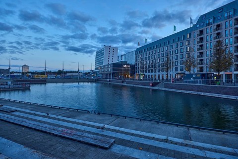Boat harbor, water area, general architecture, commercial building, modern architecture, hotel,
