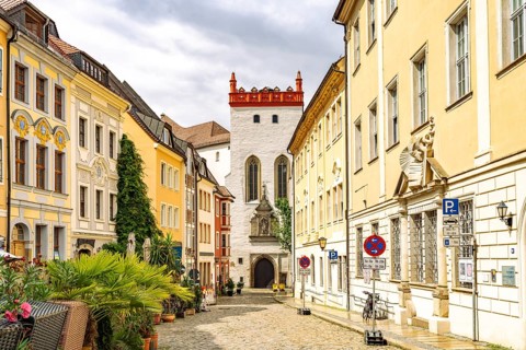 Altstadt and Matthiasturm, Torturm zur Ortenburg in Bautzen, Upper Lusatia, Saxony, Germany