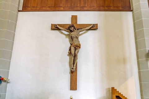 Crucifix in the interior of St. Peter's Cathedral in Bautzen, Upper Lusatia, Saxony, Germany
