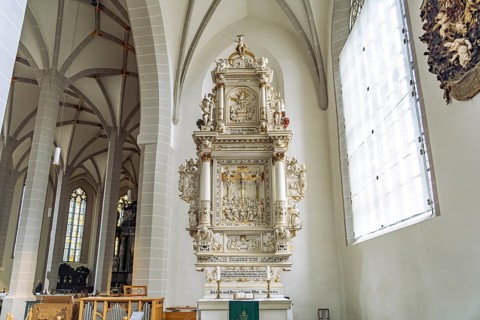 Side altar in the interior of St. Peter's Cathedral in Bautzen, Upper Lusatia, Saxony, Germany