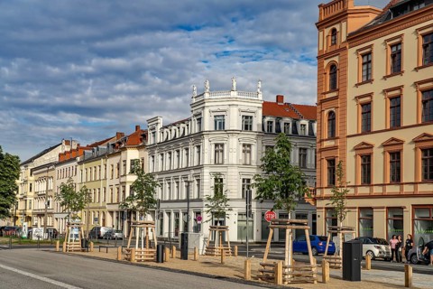 Renovated houses in Elisabethstraße Görlitz, Upper Lusatia, Saxony, Germany