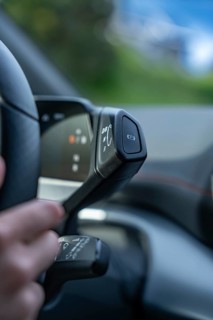 Close-up of a hand on a gear stick in a modern vehicle, Cupra electric car, e-car sharing, Calw,