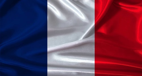 National flag of France with cloth texture. France flag with realistic texture background