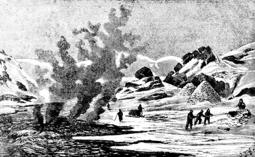 The rapids of the large fish river in Siberia, Ob or Yenisei, people of the East Yaks, ice climate,