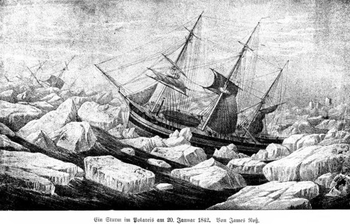 Storm in polar ice on January 20, 1842, by James Ross, Arctic Ocean, Ice Block, Icebergs, Cold