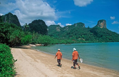 People, beach, Railay East, two years in front of the tsunami, Krabi, Thailand, December 2002,