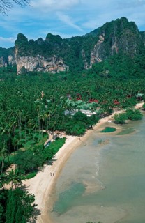 Mountains, sea, beach, view of Railay East from the viewpoint, two years in front of the tsunami,