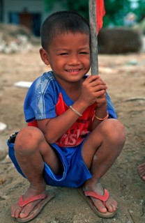 Happy little boy, Railay, two years in front of the tsunami, Krabi, Thailand, December 2002,