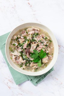 Muzhuzhi, a Georgian dish made from pork legs, with spices and herbs, homemade