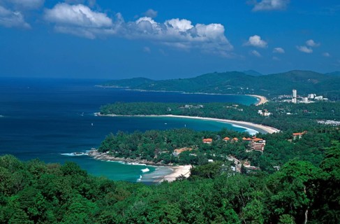 View of Kata Noi Beach, Kata Beach and Karon Beach, two years in front of the tsunami, Ko Phuket,