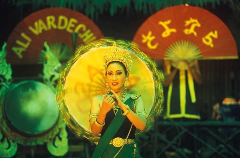 Traditional dance, parasol, Ko Phuket, Thailand, December 2002, vintage, retro, old, historical