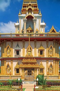 Building, Wat Chalong monastery, Ko Phuket, Thailand, December 2002, vintage, retro, old, historic