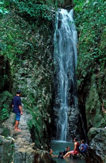 People, Bant Pae Waterfall, Khao Phra Thaeo, Ko Phuket, Thailand, December 2002, vintage, retro,