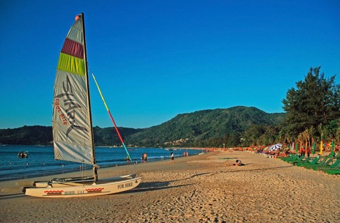 People, sailing catamaran, Patong Beach, Ko Phuket, two years in front of the tsunami, Thailand,