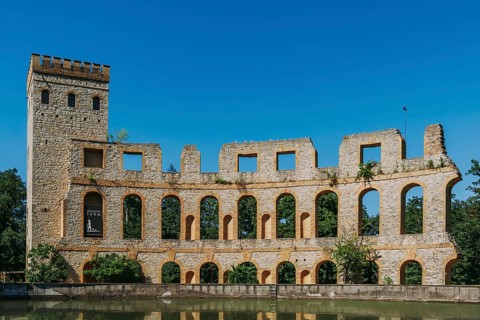 Norman tower with the wall of a Roman theatre, Sanssouci, Potsdam