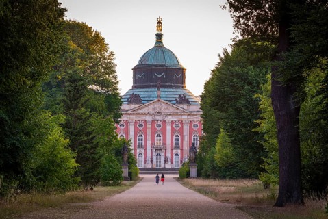 The new palace in Sanssouci Park in the evening light, Potsdam