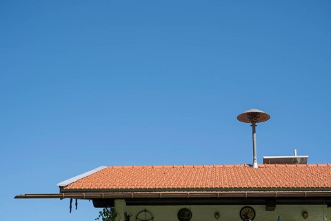 Siren on a house roof, warning the alarm in case of danger, Kreuth, Tegernsee Valley, Upper