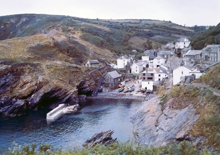 Picturesque fishing village of Portloe, Cornwall, England, UK c 1960
