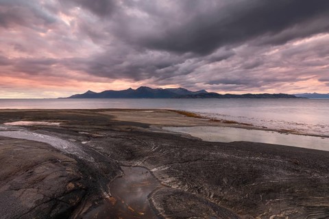 The Vestfjord in Nordland, Norway, offers a dramatic atmosphere near Bodø. Dark clouds are