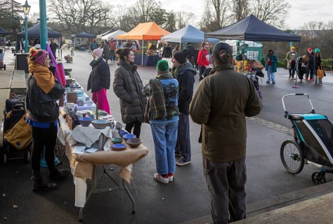 Market stall at winter market, Bandstand Terrace, Horniman museum gardens, Forest Hill, south